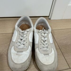 suede white and gray sneakers size 6